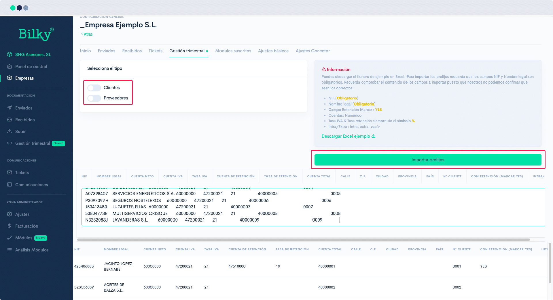 Cómo importar el Plan Contable y Prefijos (ficha de clientes y proveedores) de mi cliente