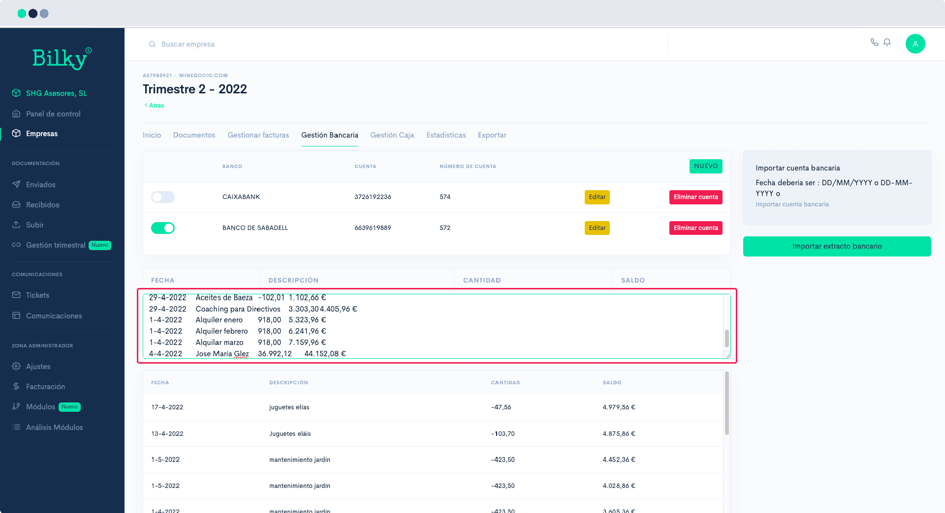 How can I add my client's bank transactions?