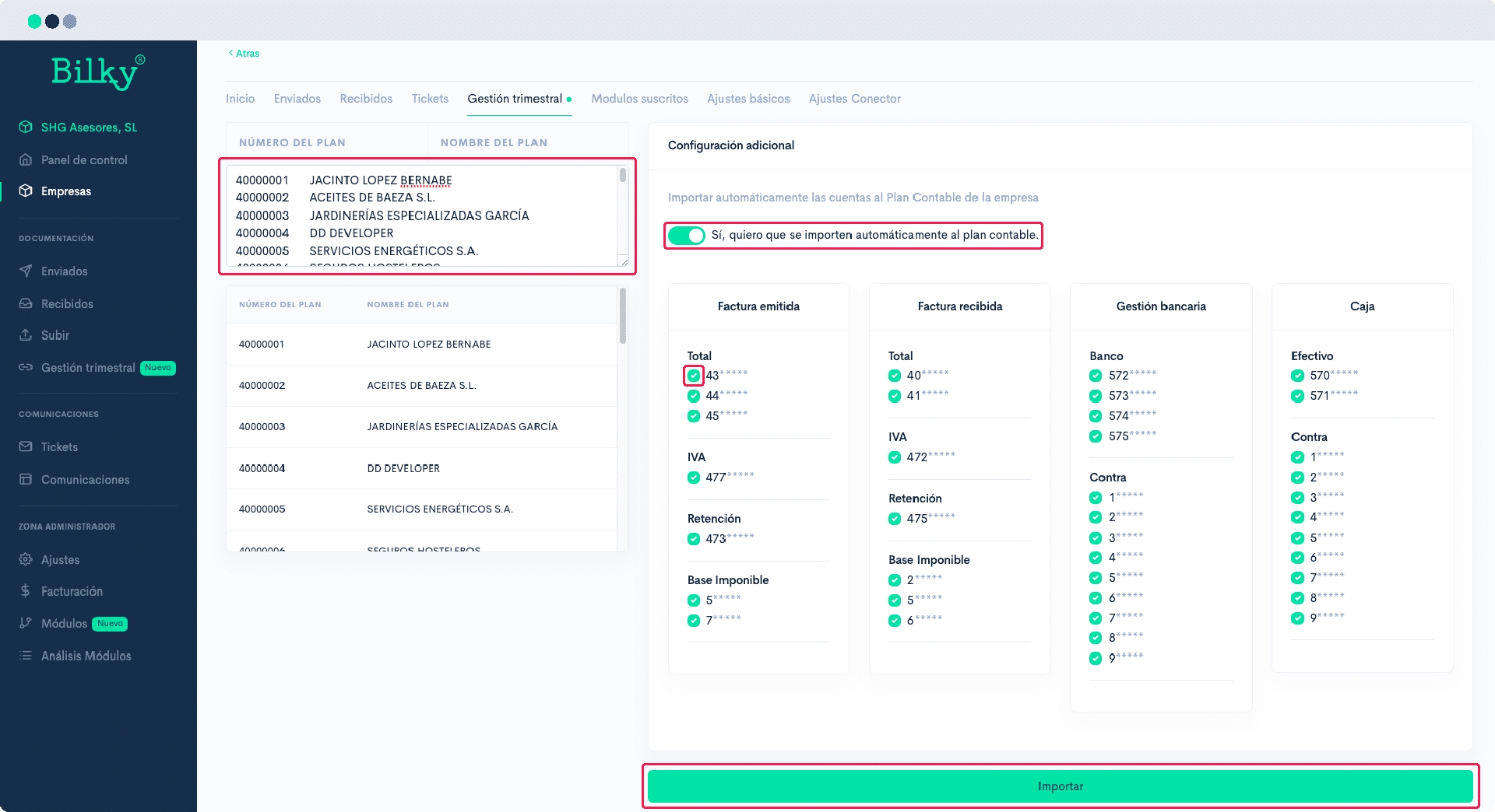 Cómo importar el Plan Contable y Prefijos (ficha de clientes y proveedores) de mi cliente