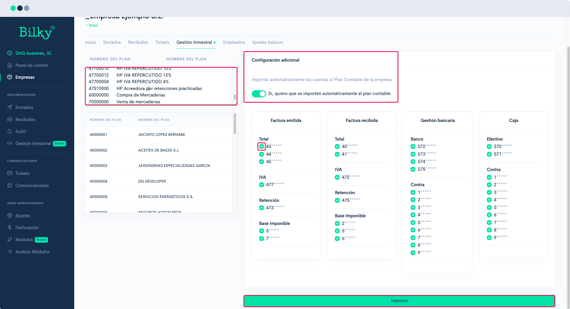¿Cómo puedo importar el Plan Contable de mi clientes?
