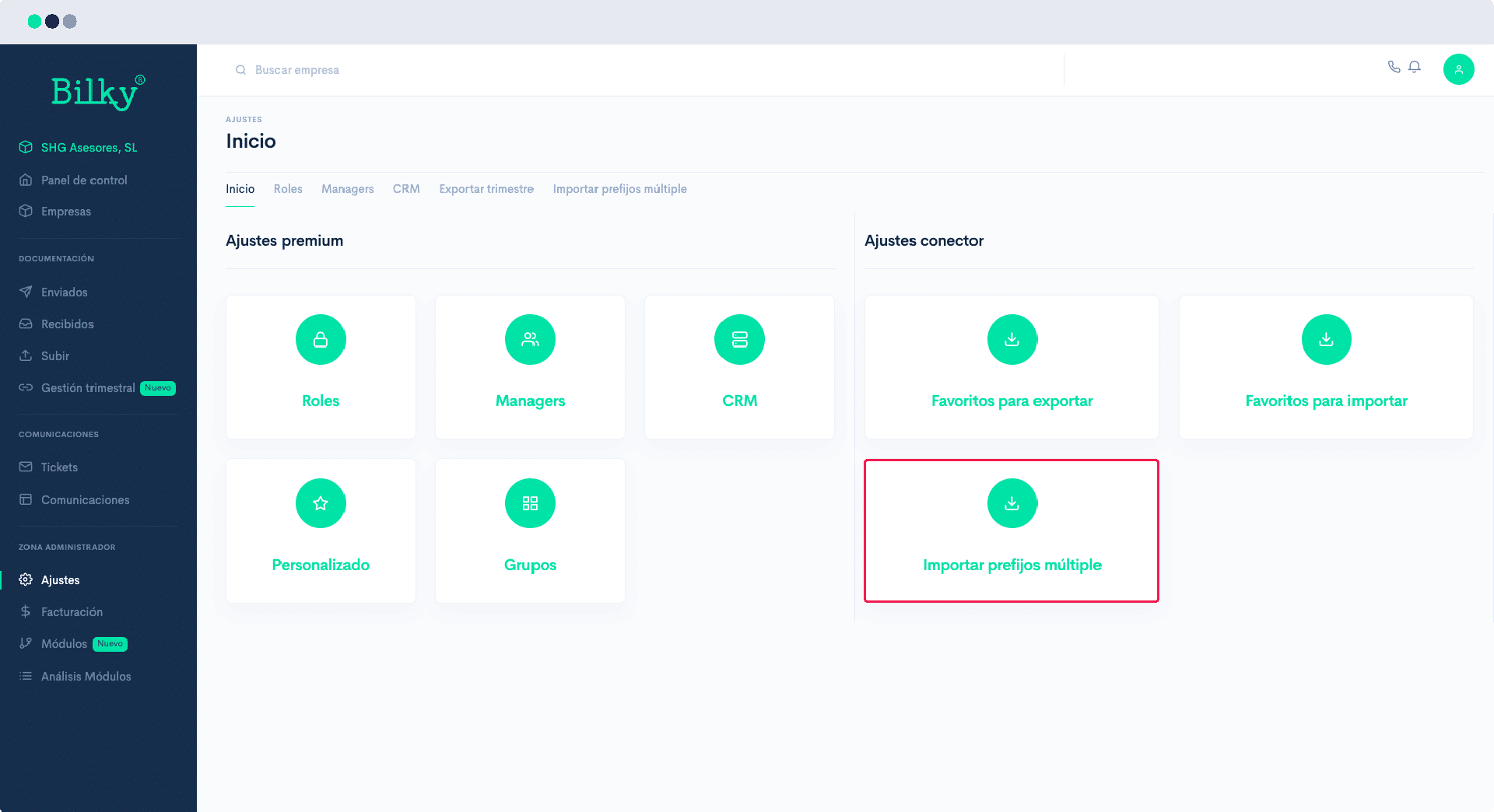 ¿Cómo puedo configurar los clientes y proveedores (prefijos) de mi cliente?