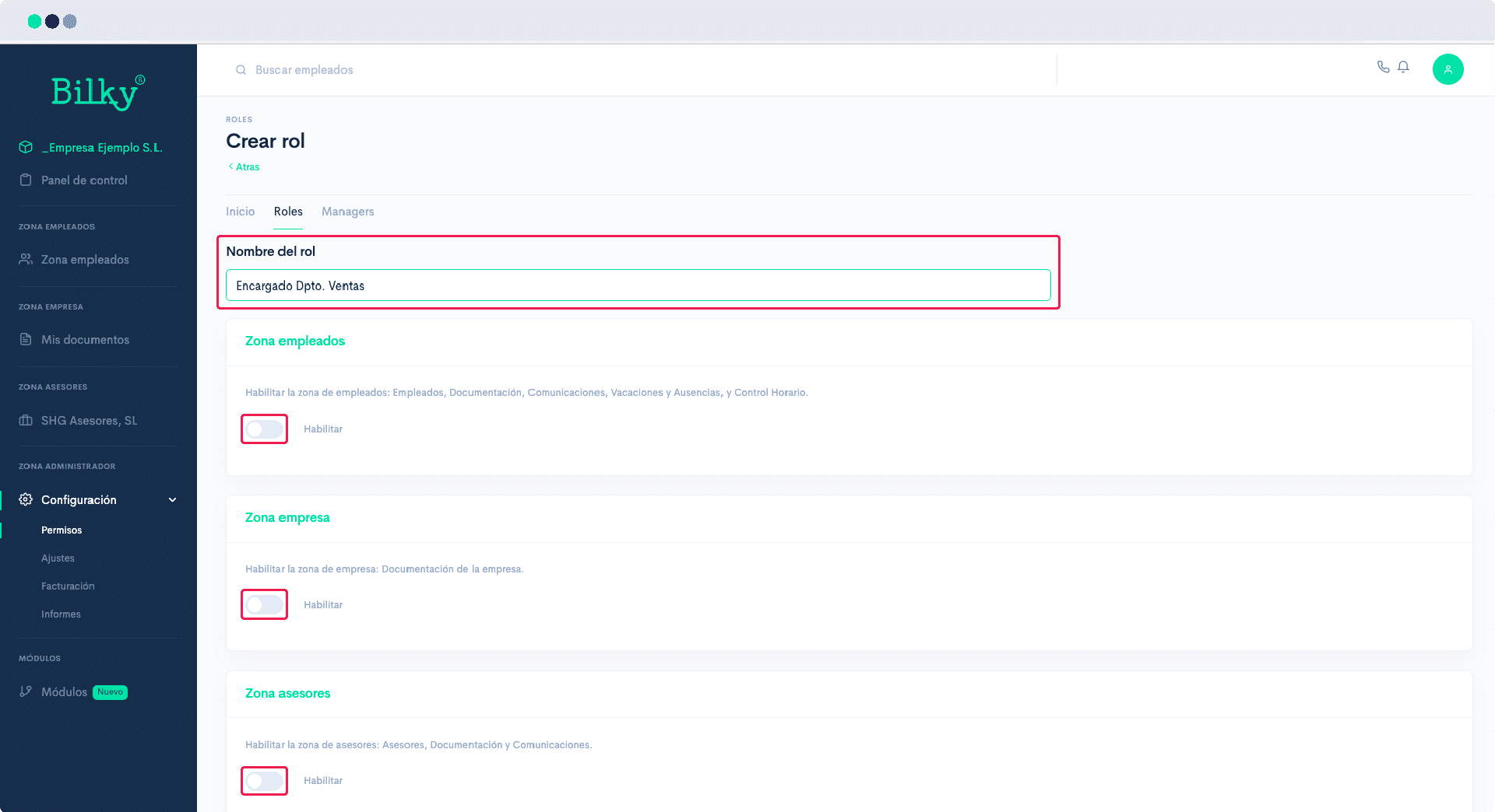 How can I create specific accesses for the Middle Managers of my company?
