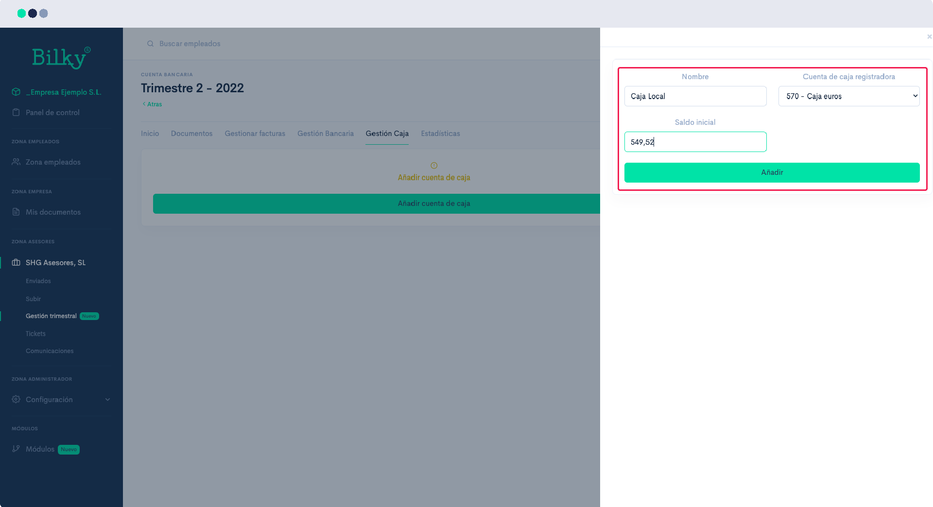 ¿Cómo puedo añadir los movimientos de Caja para mi Asesor?