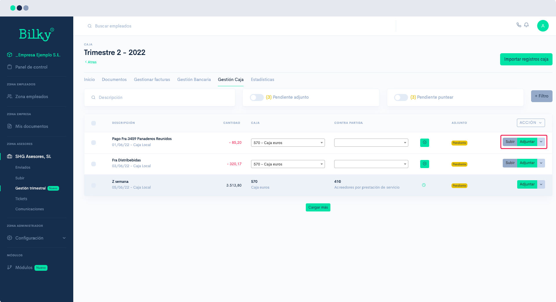 ¿Cómo puedo añadir los movimientos de Caja para mi Asesor?