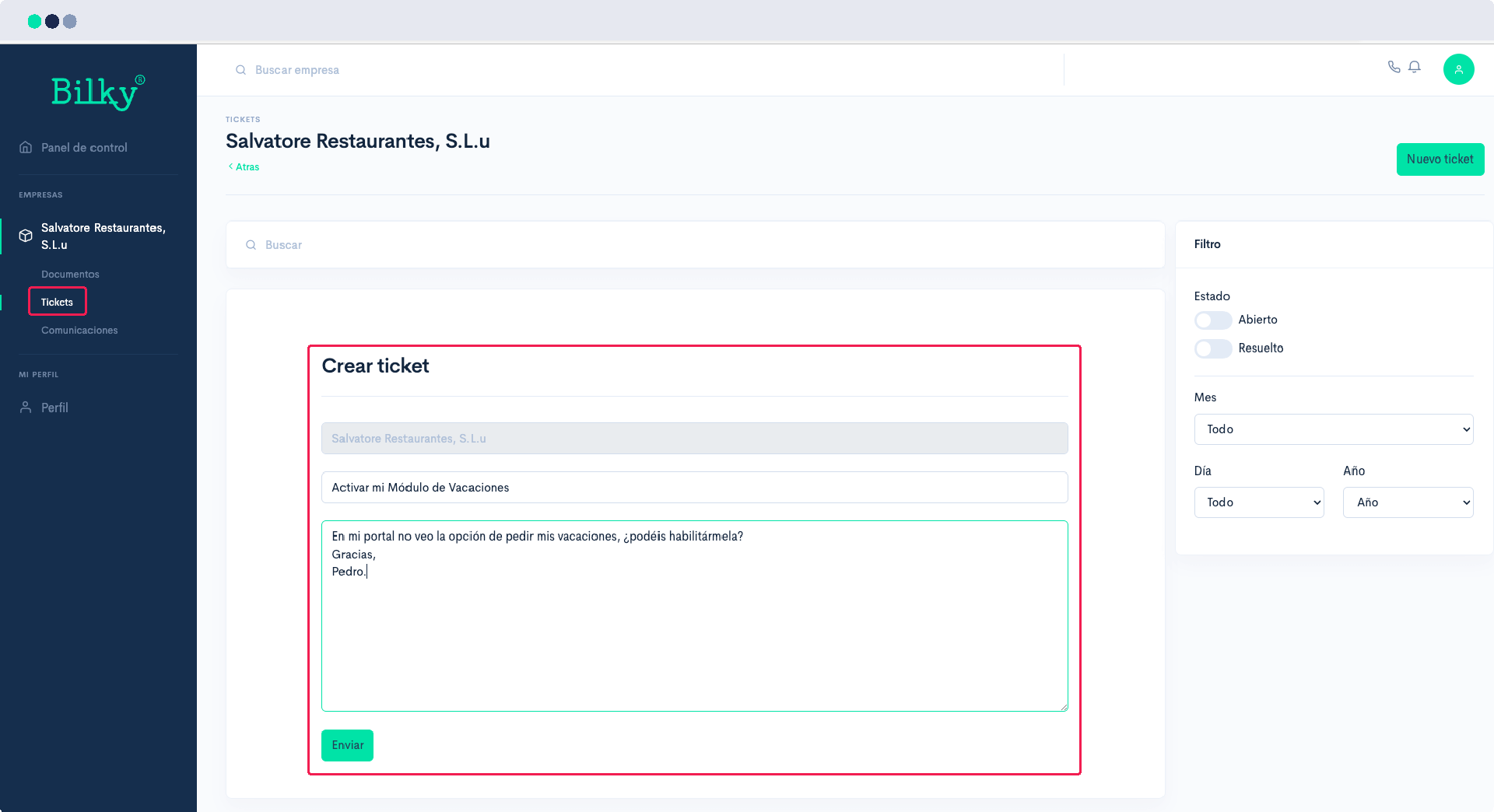 I can't request vacation, I don't get the option.